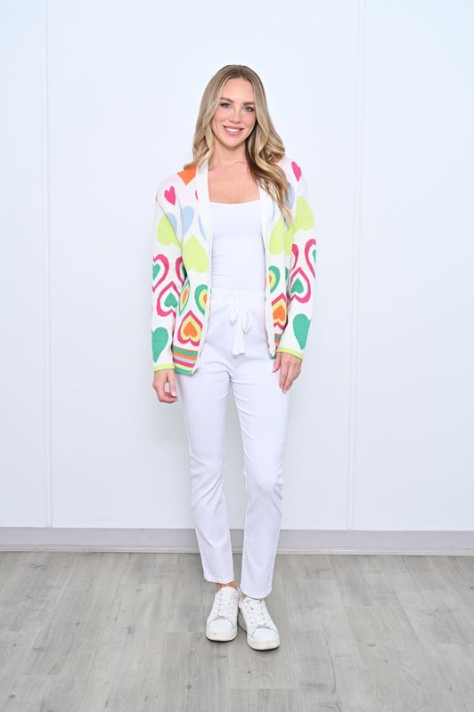 New U - Cardigan / White K2514-1