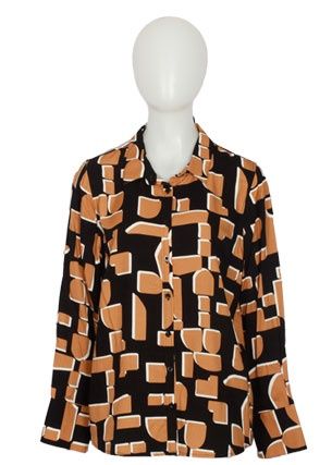 Emily Adams - Winter Block Print Shirt Black/Camel / E1922