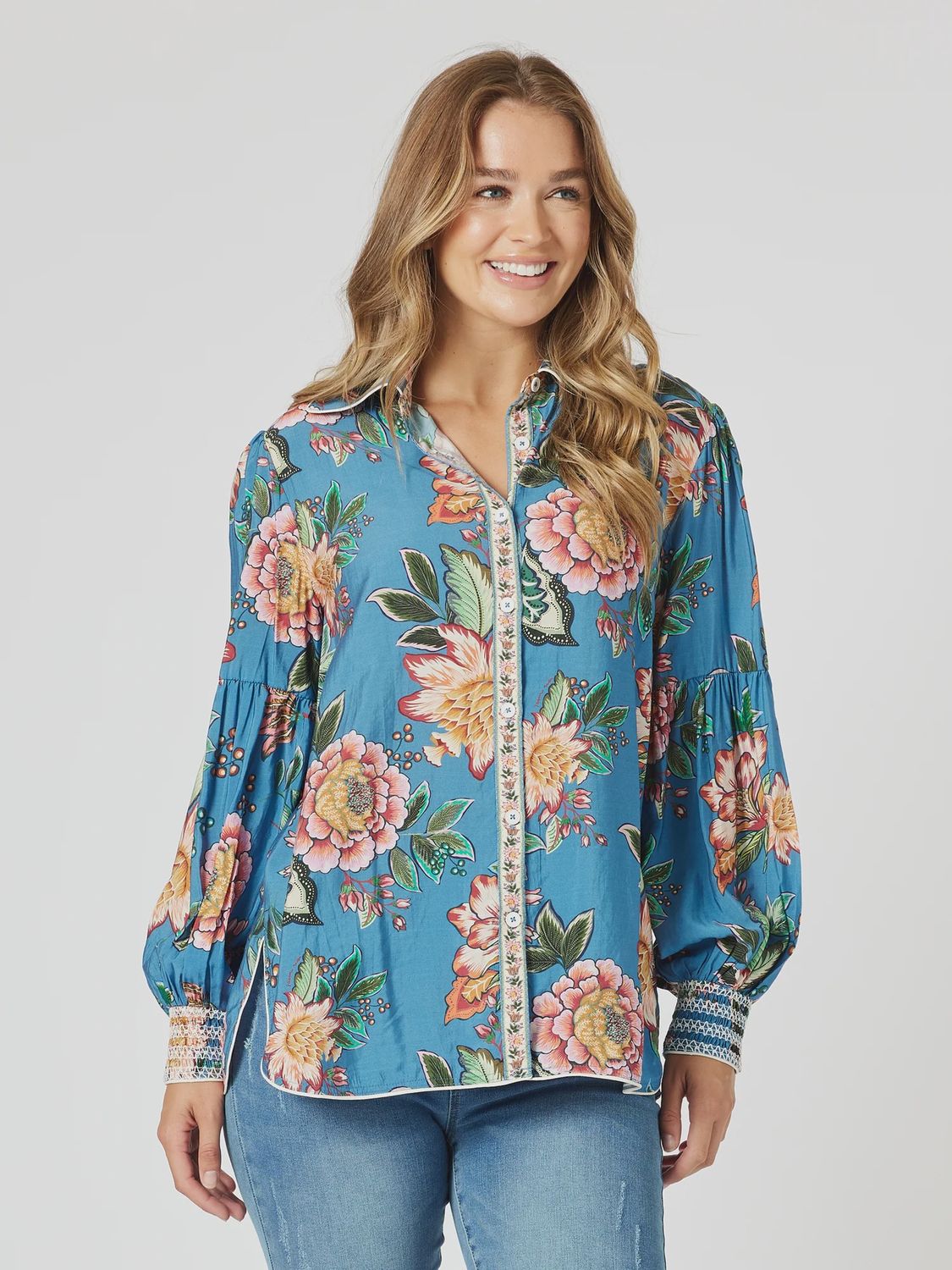 Threadz - Vintage Rose Floral Print Shirt / Multi 46556