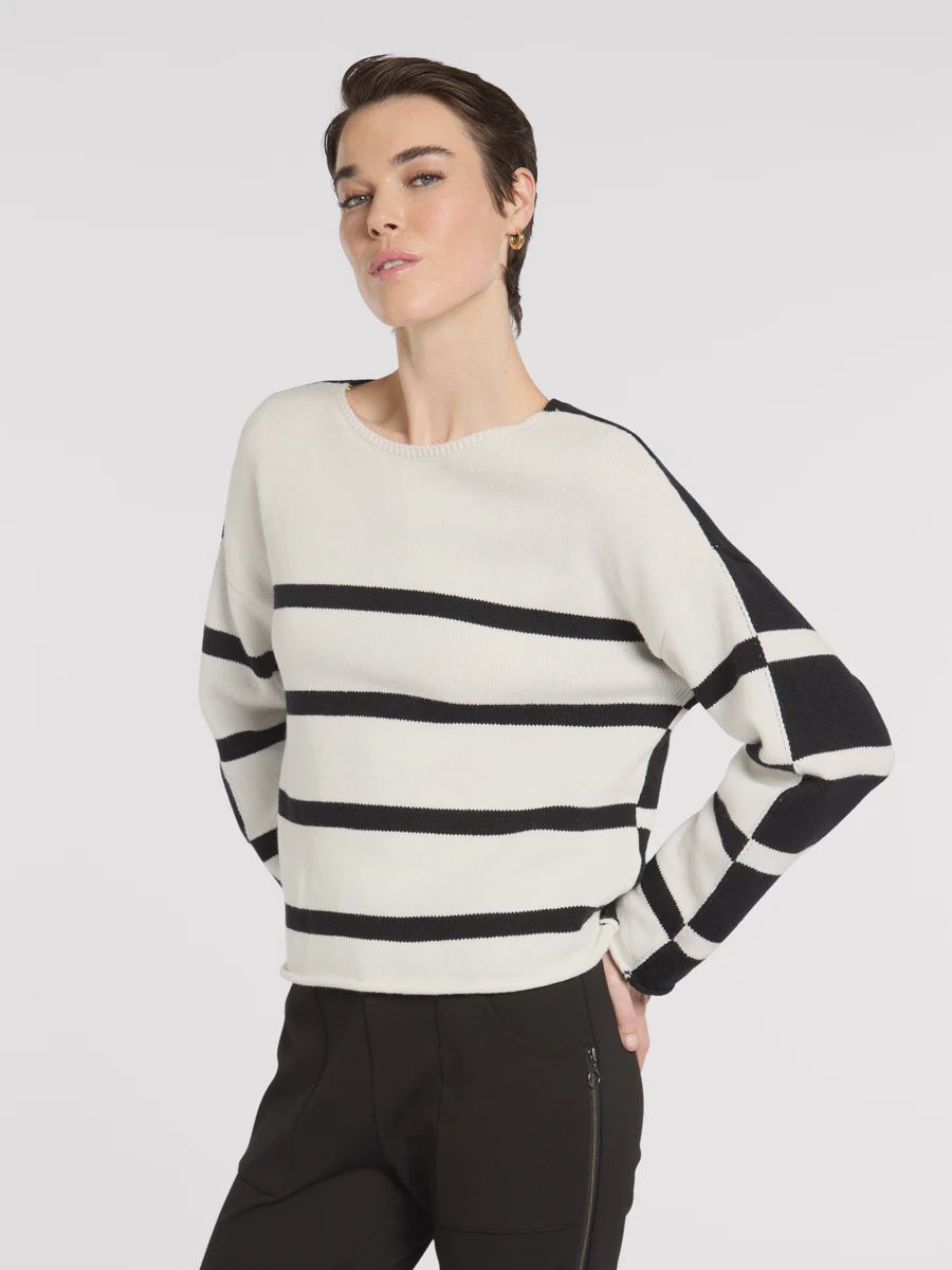 Marco Polo - Reversible Stripe Knit Ivory/Black YTMP3631
