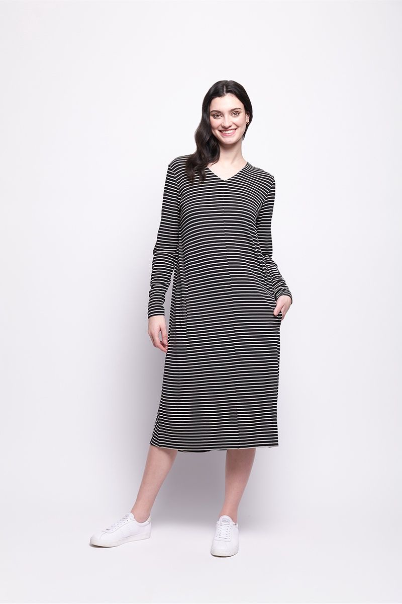 Foil - Seaming Beauty Dress / Black Stripe FO8161