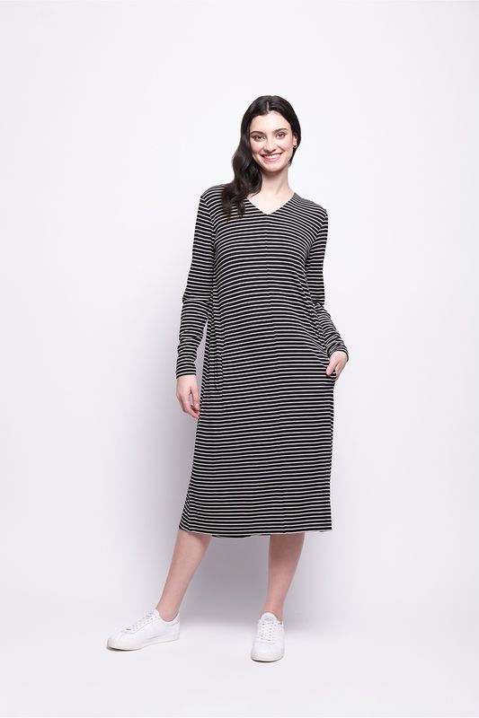 Foil - Seaming Beauty Dress / Black Stripe FO8161