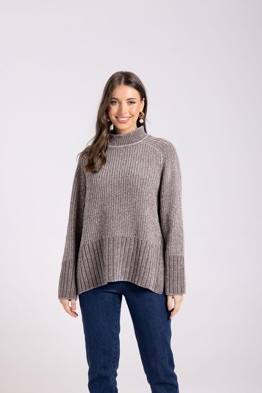 Two-T&#39;s - Rib Mock Neck Knit / Mocca 3007