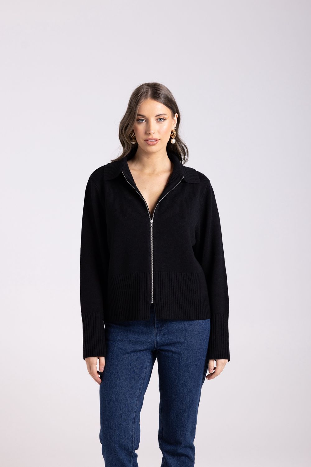 Two-T&#39;s - Merino/Cotton Cardigan / Black 3013
