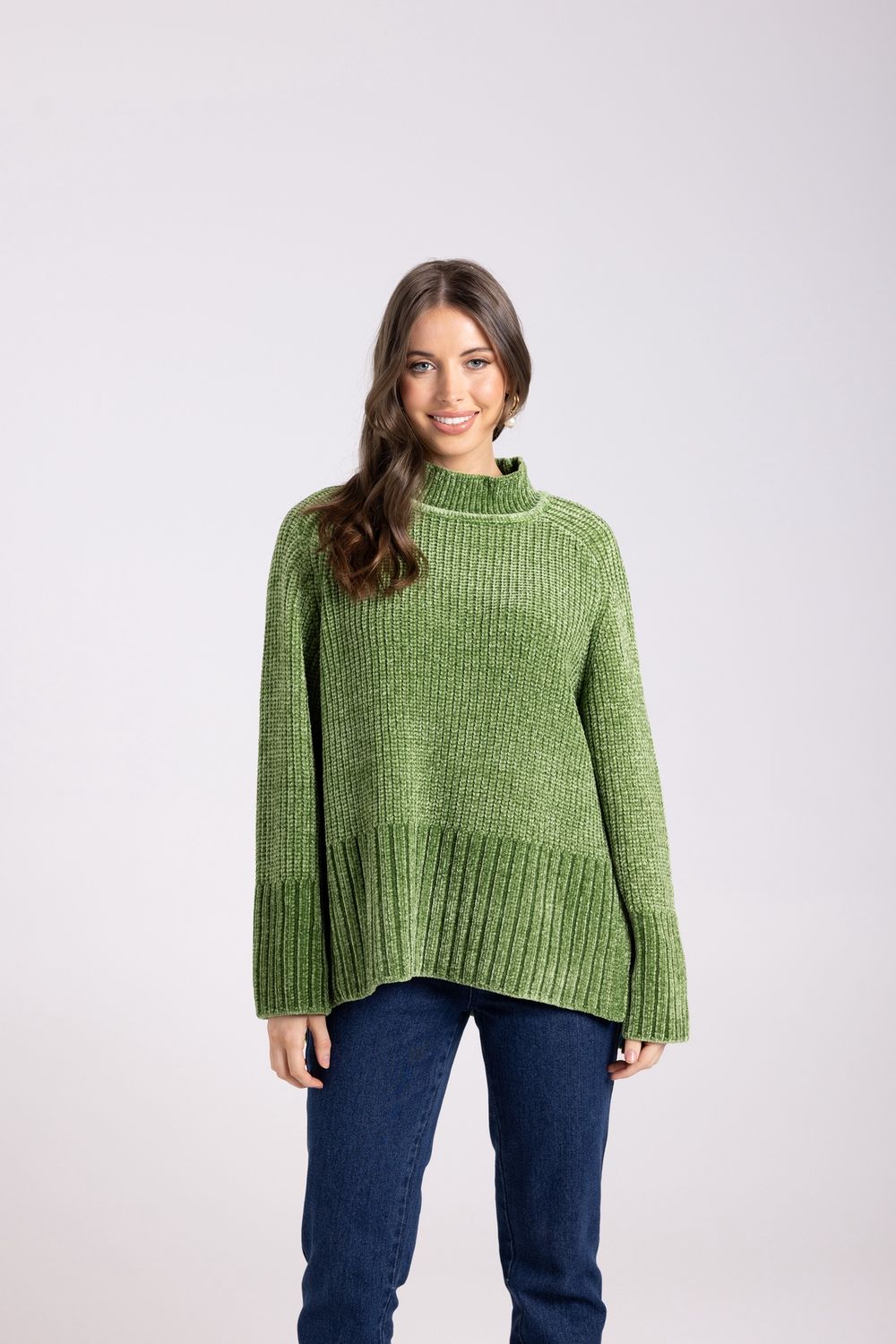 Two-T&#39;s - Rib Mock Neck Knit / Kiwi Green 3007