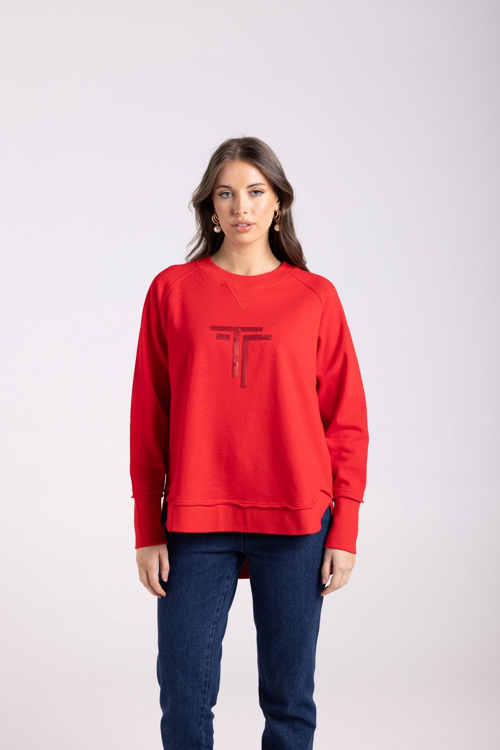 Two-T&#39;s - Scoop Hem Sweat / Scarlet 3023