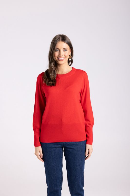 Two-T&#39;s - Merino/Cotton Crew Neck Knit / Poppy 3017