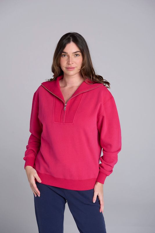 GC - 1/2 Zip Raglan Sweater / Bright Rose 3296