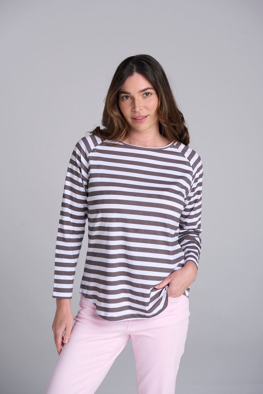 GC - Stripe Raglan Tee / White Hot Fudge 3272