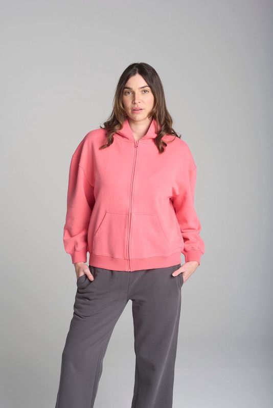 CPS - Oversized Fleece Full Zip Hood / Coral C1710