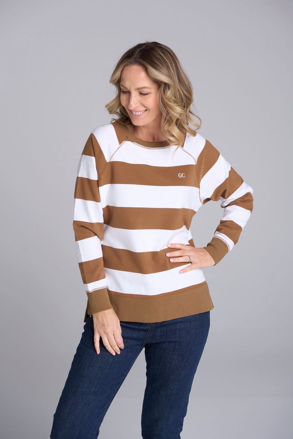 GC - Striped Sweater Tobacco/White 3262