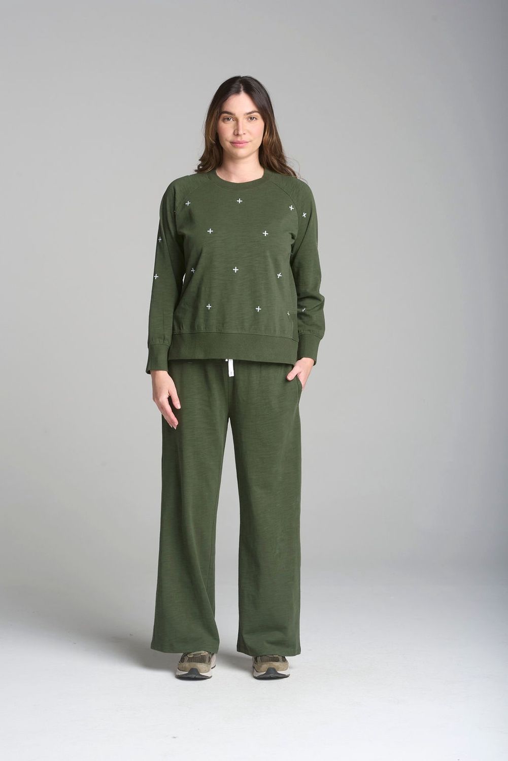 CPS - Cross Full Embroidered Sweater / Bronze Green C1832