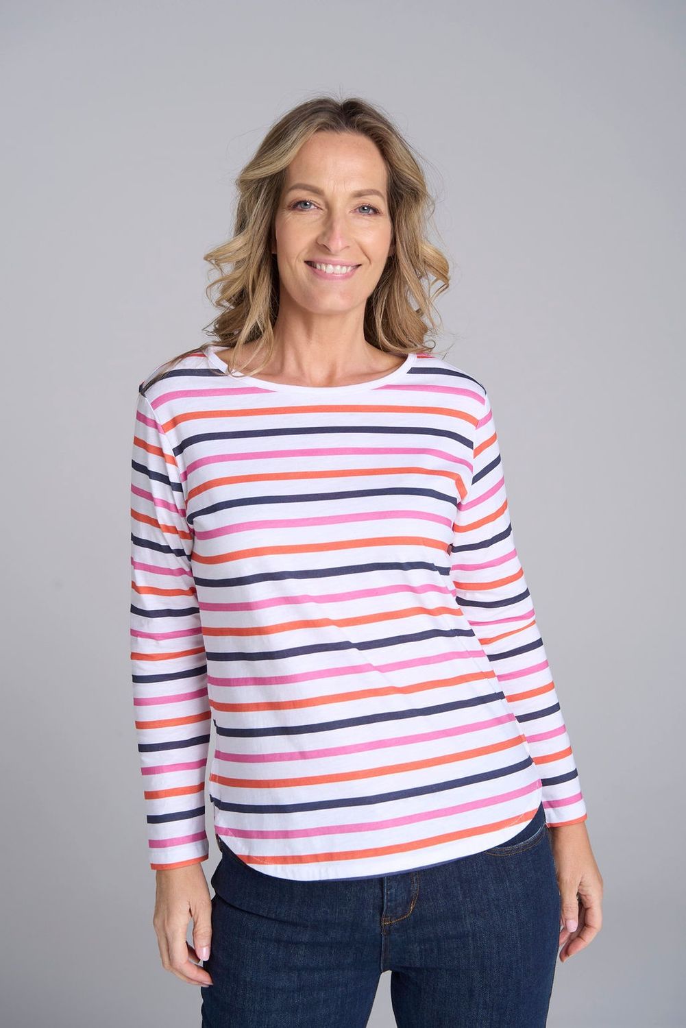 GC - Multi Combo Stripe Tee White/Navy 3264