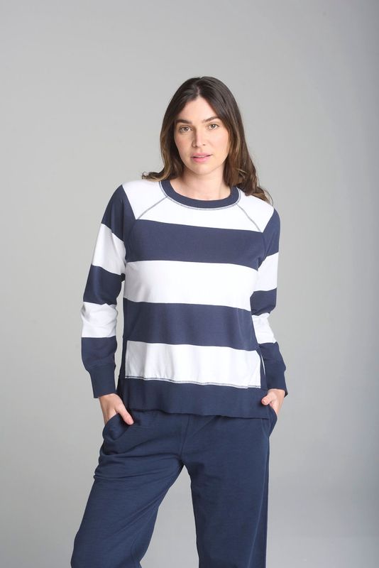 CPS - Stripe Boyfriend Sweater White/Parisian C1300-52