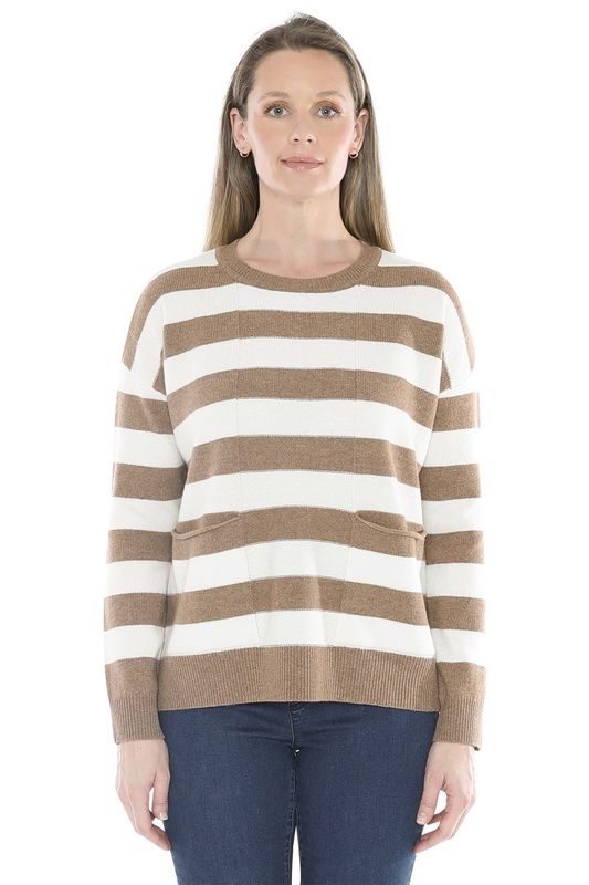 Jump - Panel Stripe Pullover Walnut/Snow 58611051A