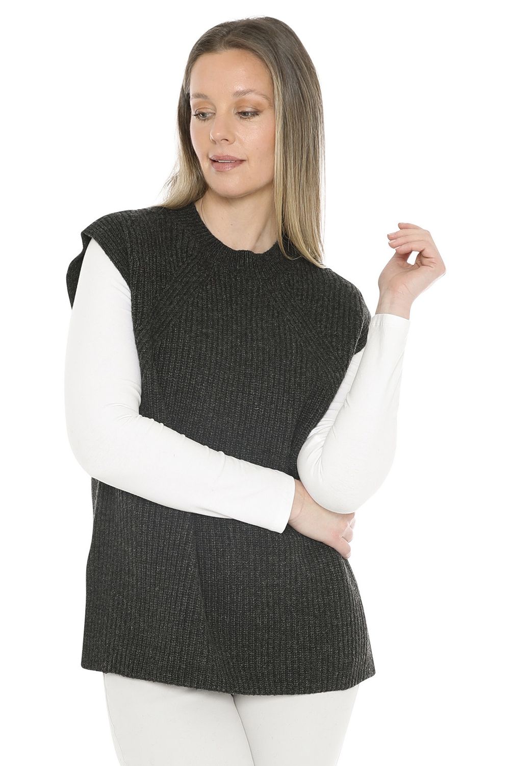 Jump - Shaker Stitch Vest / Charcoal 58611071A