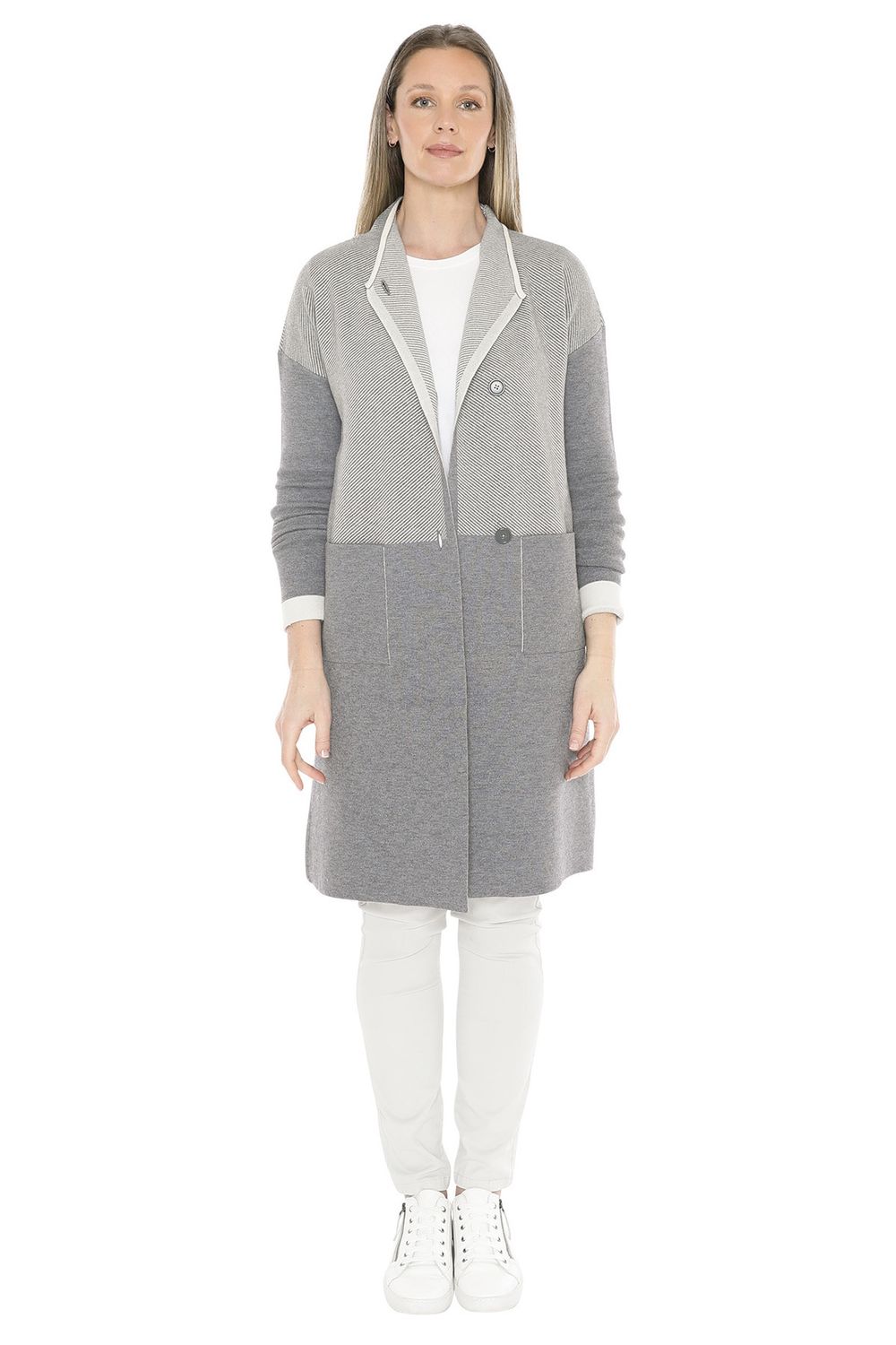 Jump - Contrast Coatigan Grey/Cream 58614073A