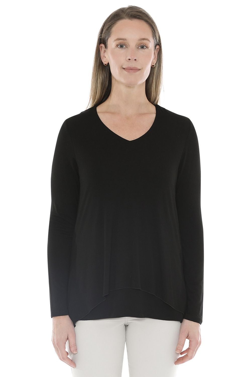 Jump - Layered V Neck Top / Black 58612015A
