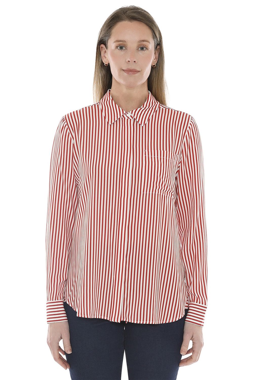 Jump - Mono Stripe Shirt Poppy/Ivory 586J3051