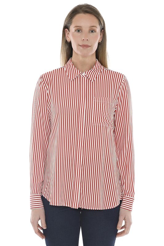 Jump - Mono Stripe Shirt Poppy/Ivory 586J3051