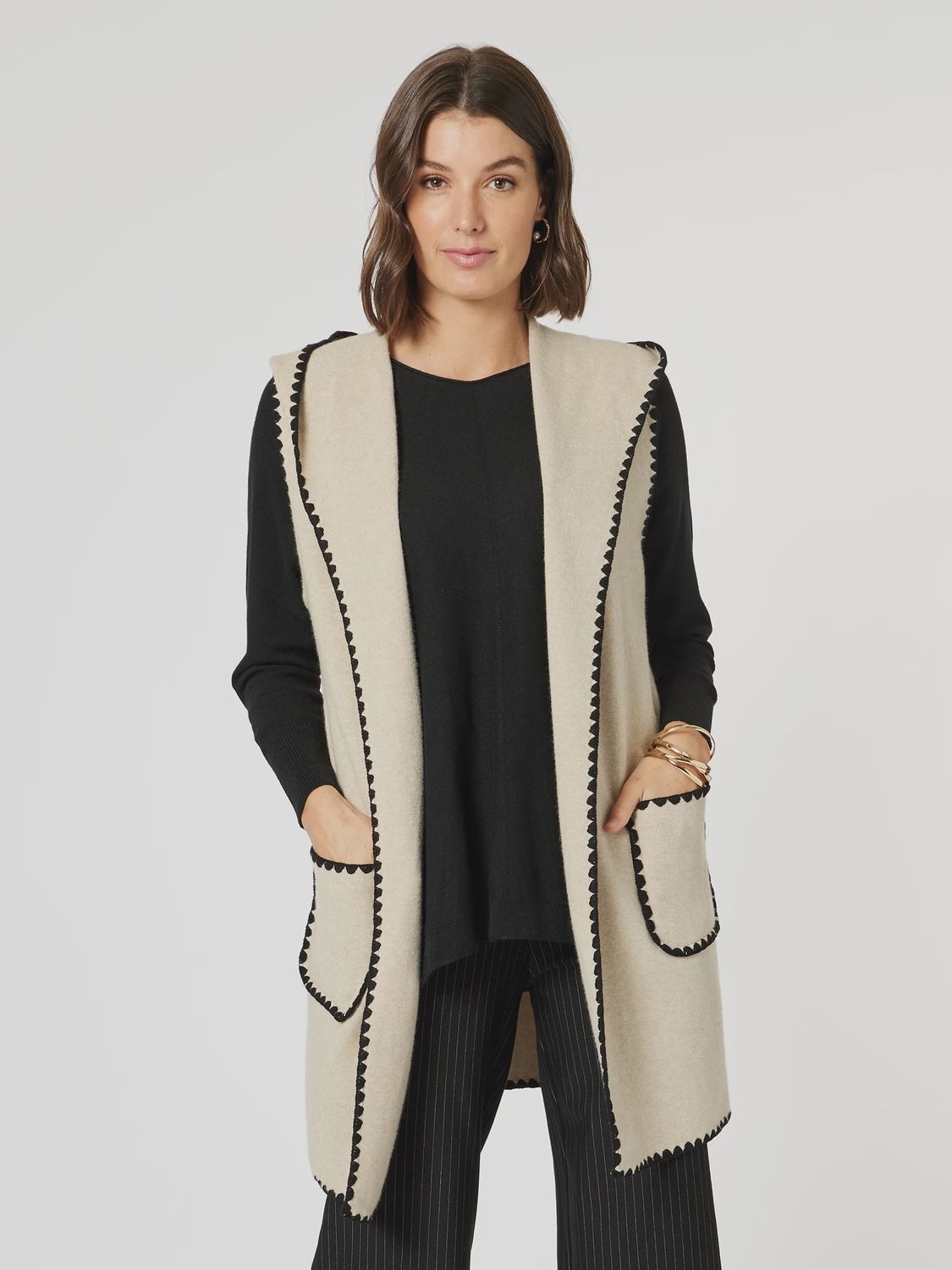 Clarity - Cosy Hooded Vest / Natural 46845
