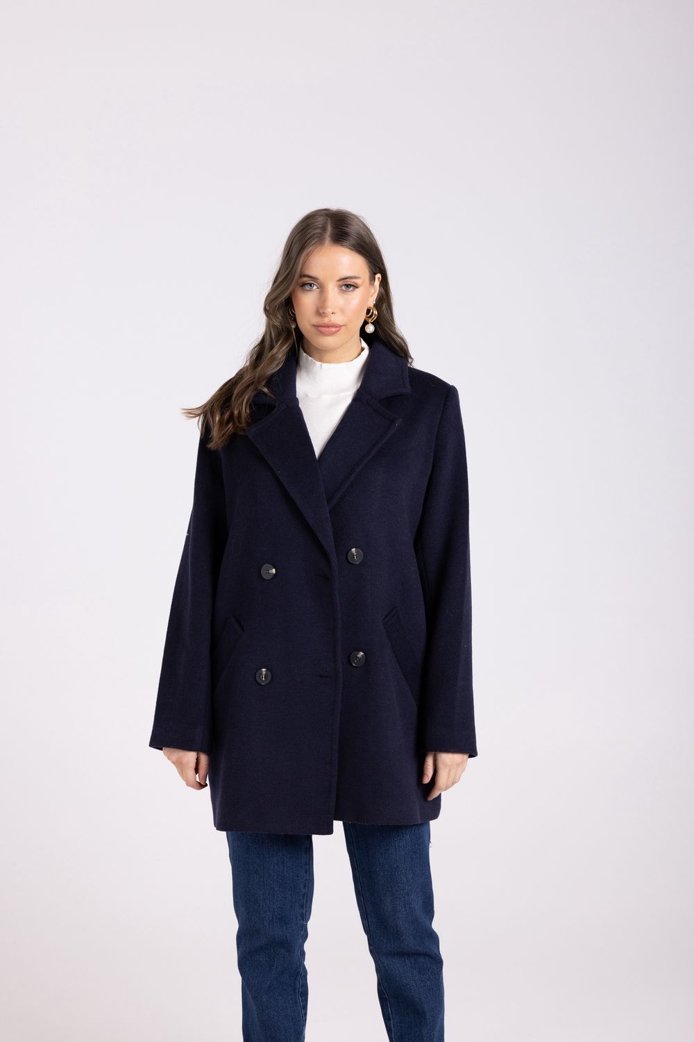 Two-T&#39;s - Double Breasted Pea Coat / French Navy 3078