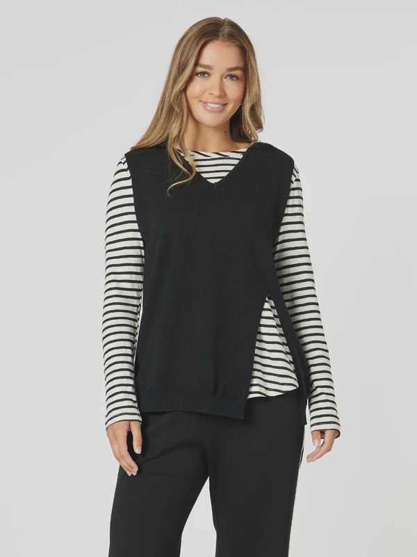 Threadz - Vicky Side Split Knit Vest / Black 44373