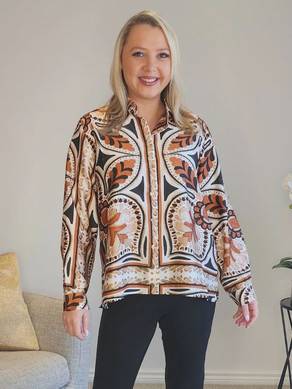 Threadz - Studio Floral Shirt / Chocolate Multi 46797
