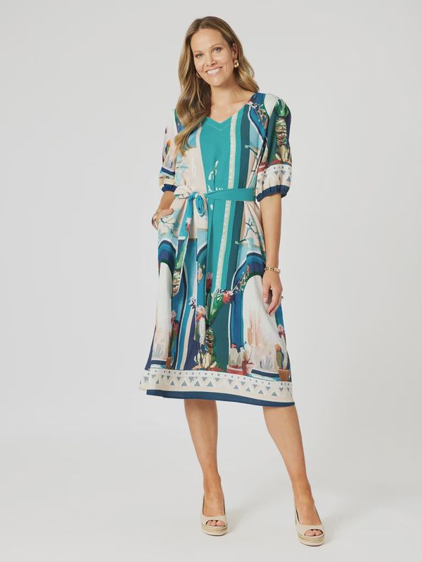 Clarity - The Tulum Print Dress - Blue/Multi 48327