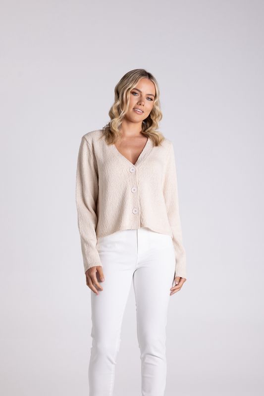 Two-T&#39;s - Boucle Knitted Cardigan / Natural 3102