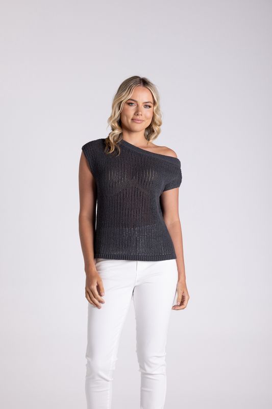 Two-T&#39;s - Tape Yarn Boat Neck / Charcoal 3104