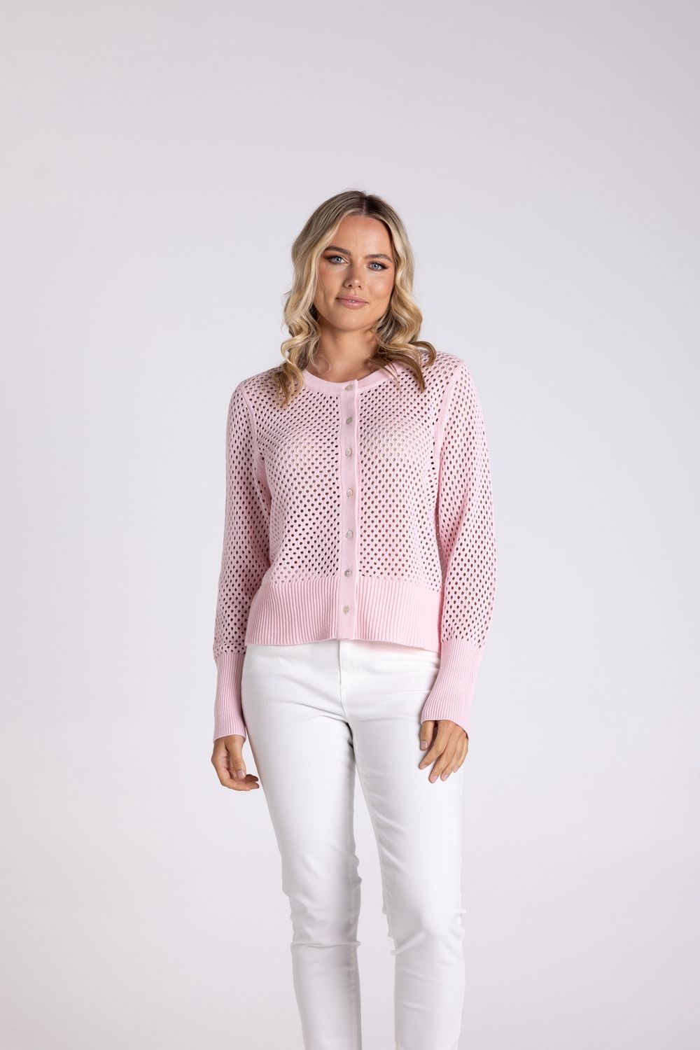 Two-T&#39;s - Pointelle Cardigan / Pink 3107
