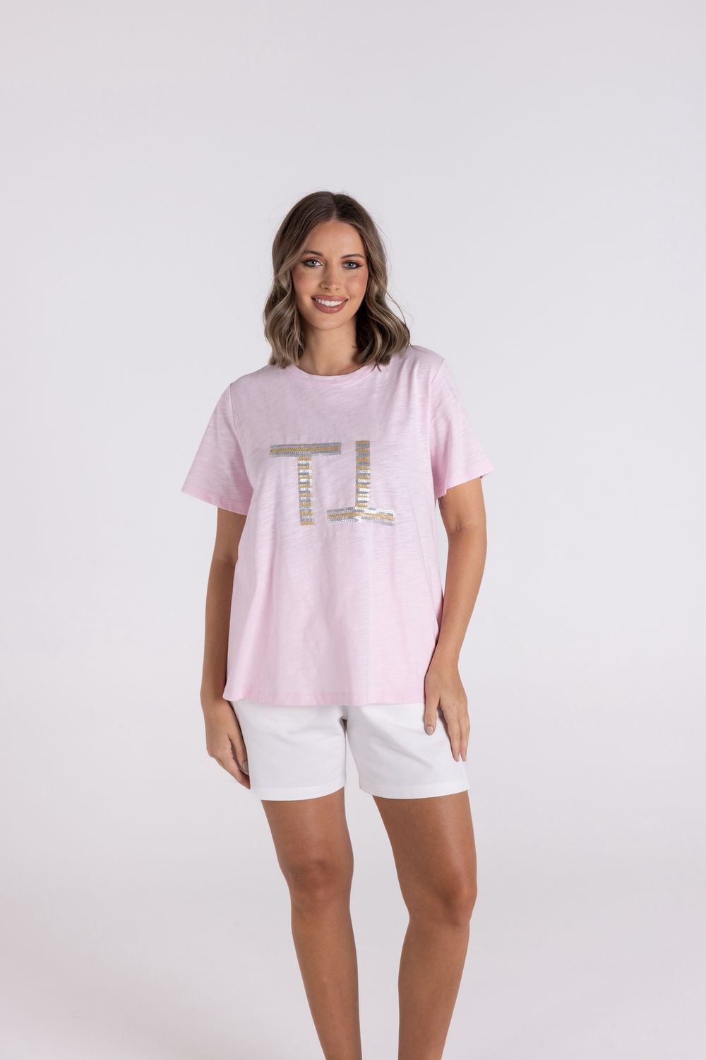 Two-T&#39;s - Sequin Logo Tee / Pink 3110
