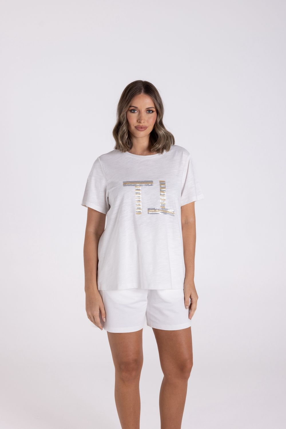 Two-T&#39;s - Sequin Logo Tee / White 3110