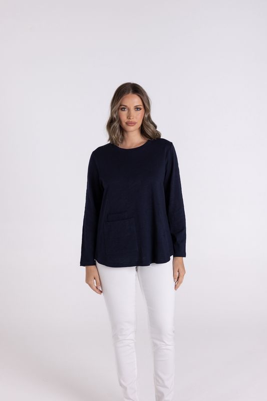 Two-T&#39;s – Crew 7/8 Slv Tee / Navy 3115