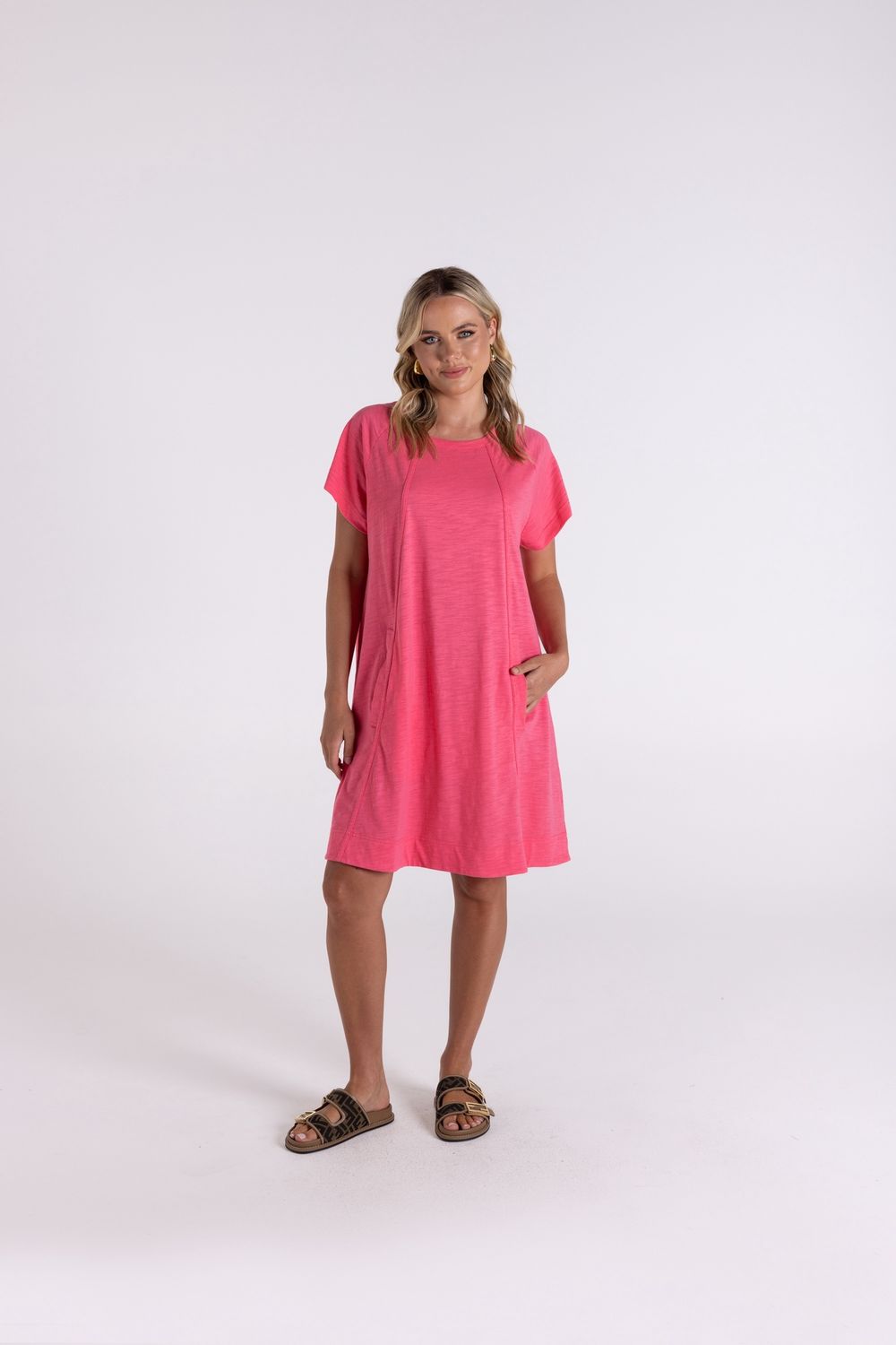 Two-T&#39;s - Jersey T-Shirt Dress / Flamingo 3116