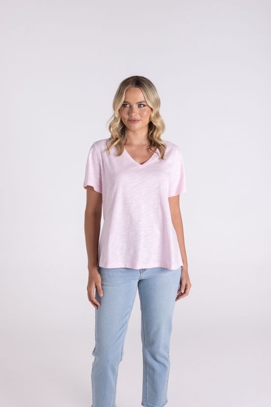 Two-T&#39;s - V Neck T-Shirt / Pink 3118