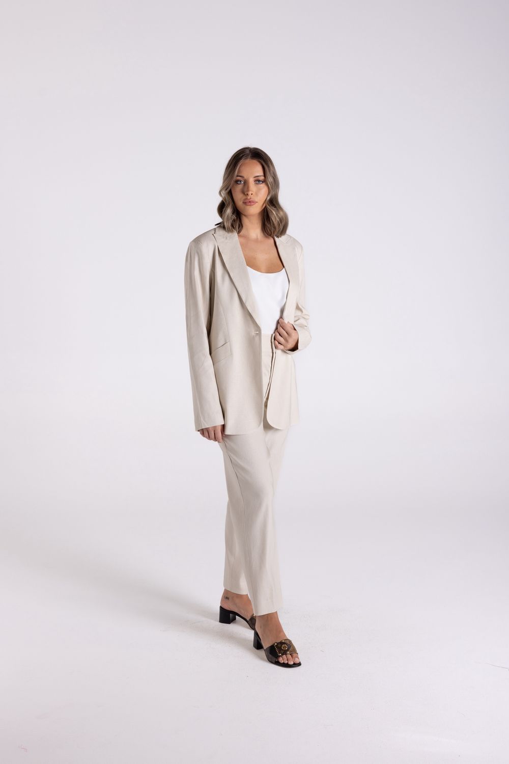 Two-T&#39;s - Linen Blend 7/8 Pant / Natural 3123