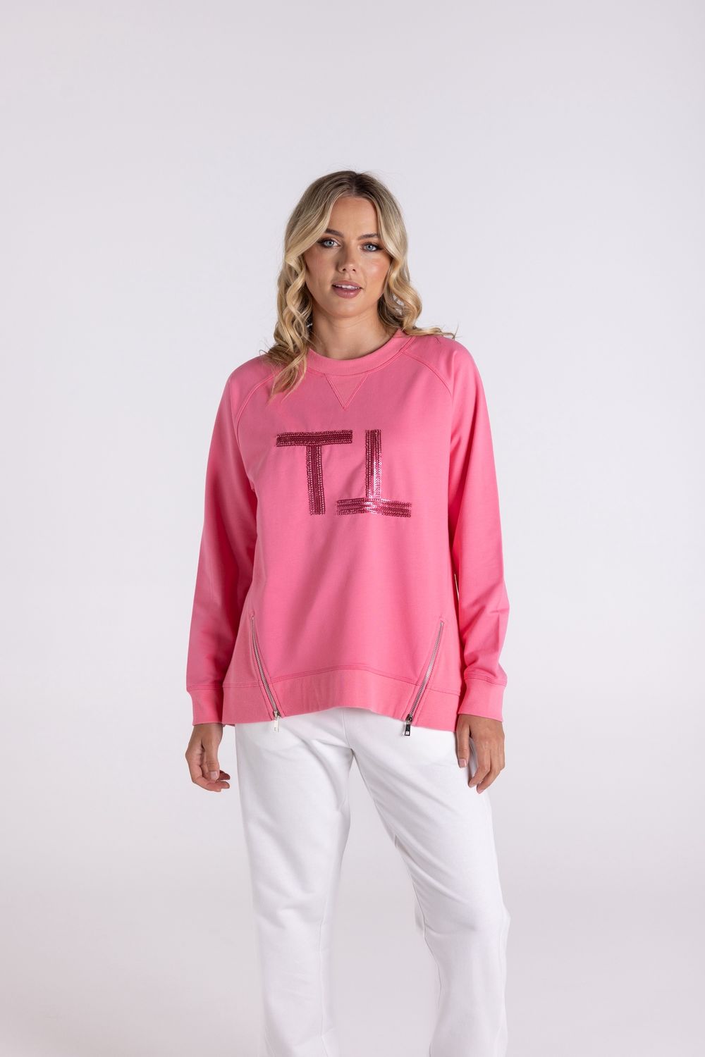 Two-T&#39;s - Raglan Sweat W/Beaded Logo / Flamingo 3133