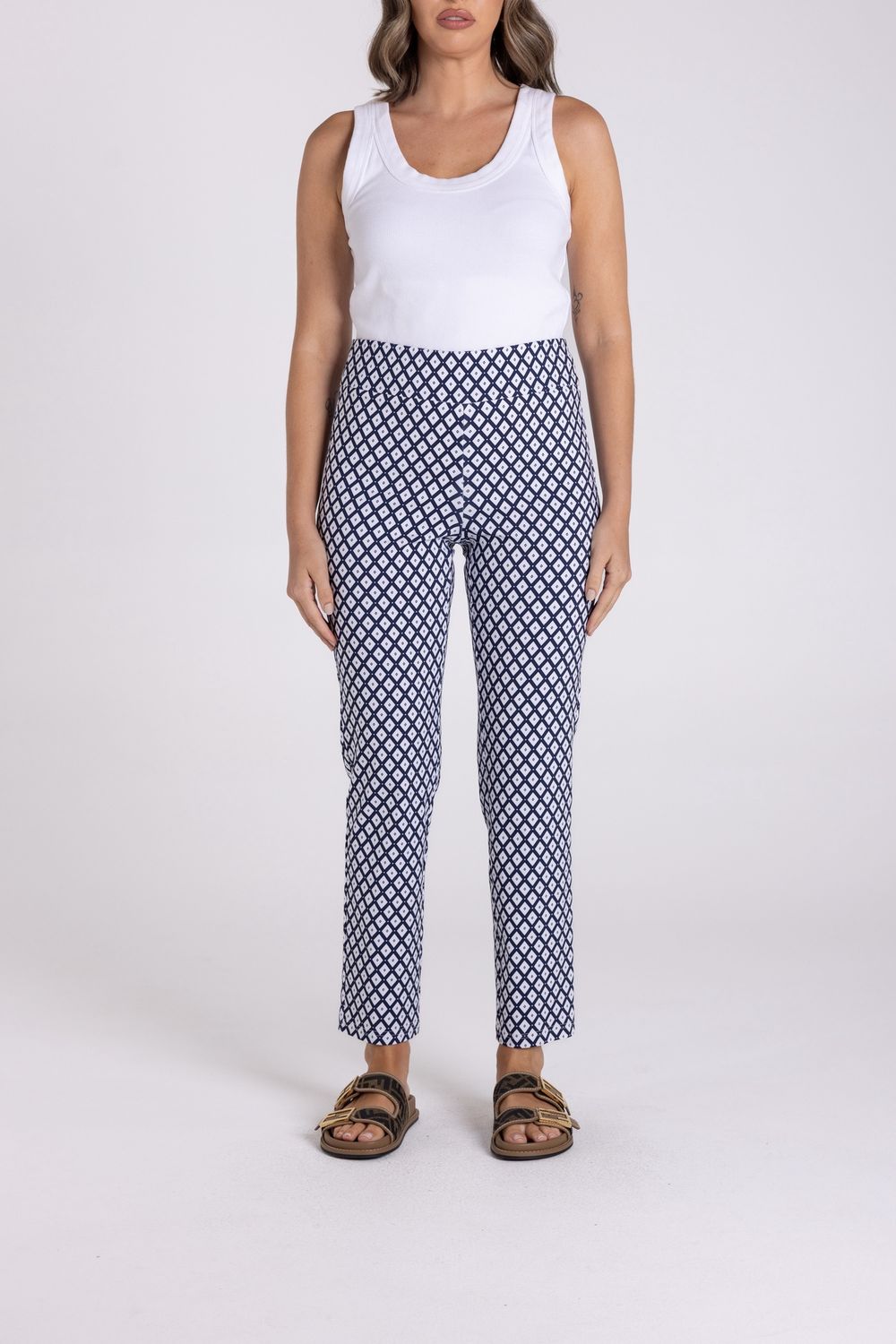 Two-T&#39;s - 7/8 Pull On Pant / Navy-White 3169