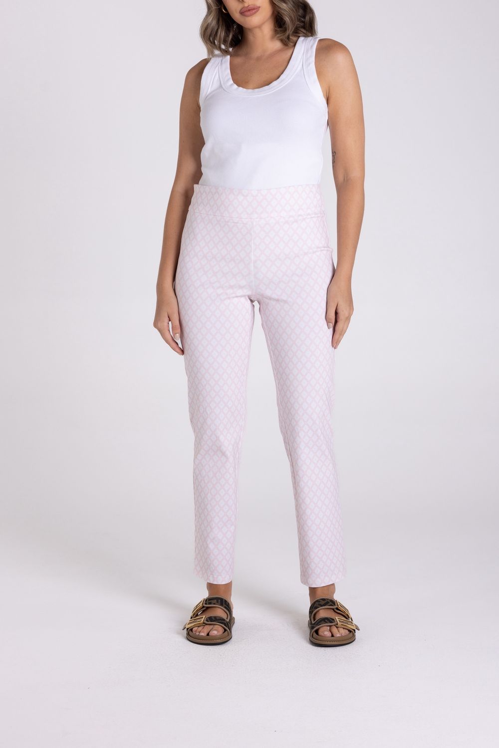 Two-T&#39;s - 7/8 Pull On Pant / Pink-White 3169