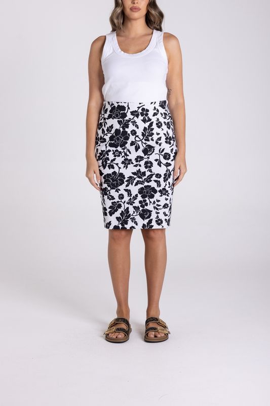 Two-T&#39;s - Pull On Skirt / Black-White 3168