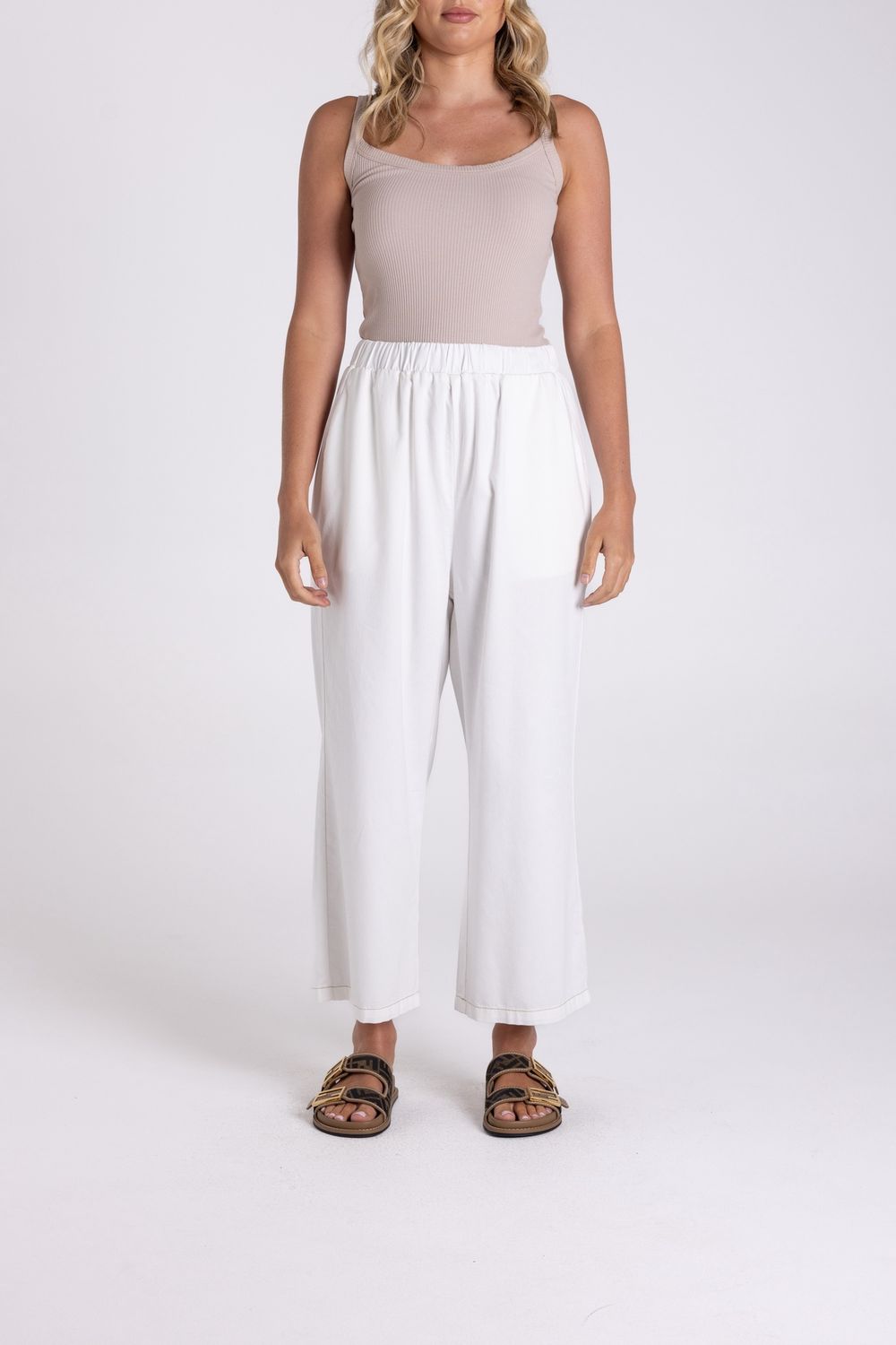 Two-T&#39;s - Denim 3/4 Culotte / White 3192