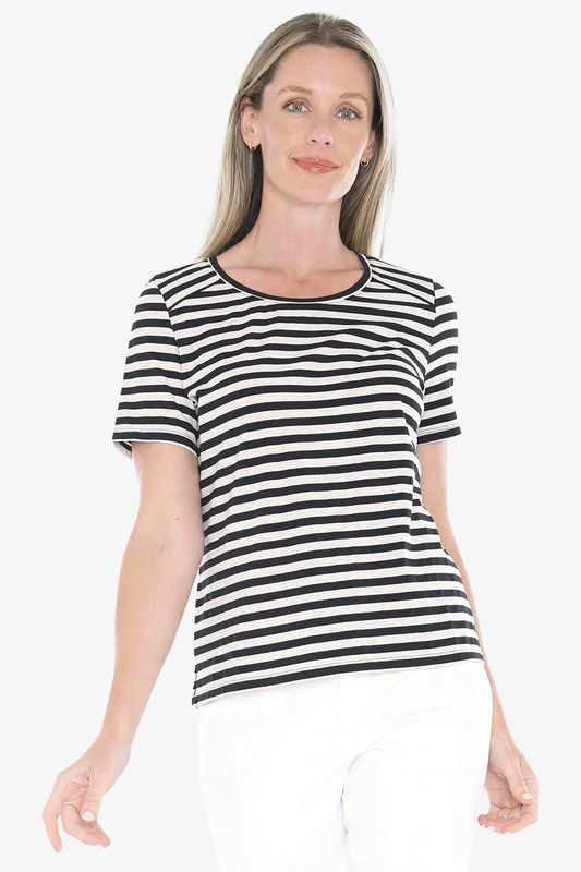 Jump - Stripe Short Sleeve Tee / Blk/Flax 59612025A