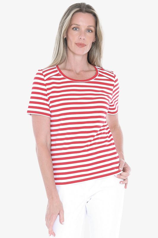 Jump - Stripe Short Sleeve Tee Red/White 59612025A