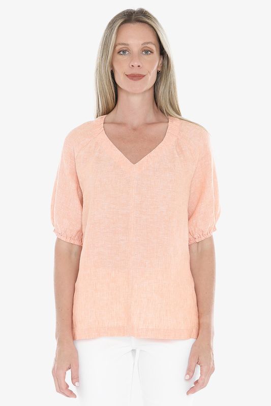 Jump - Gather V Neck Top / Sunset 596J3002A