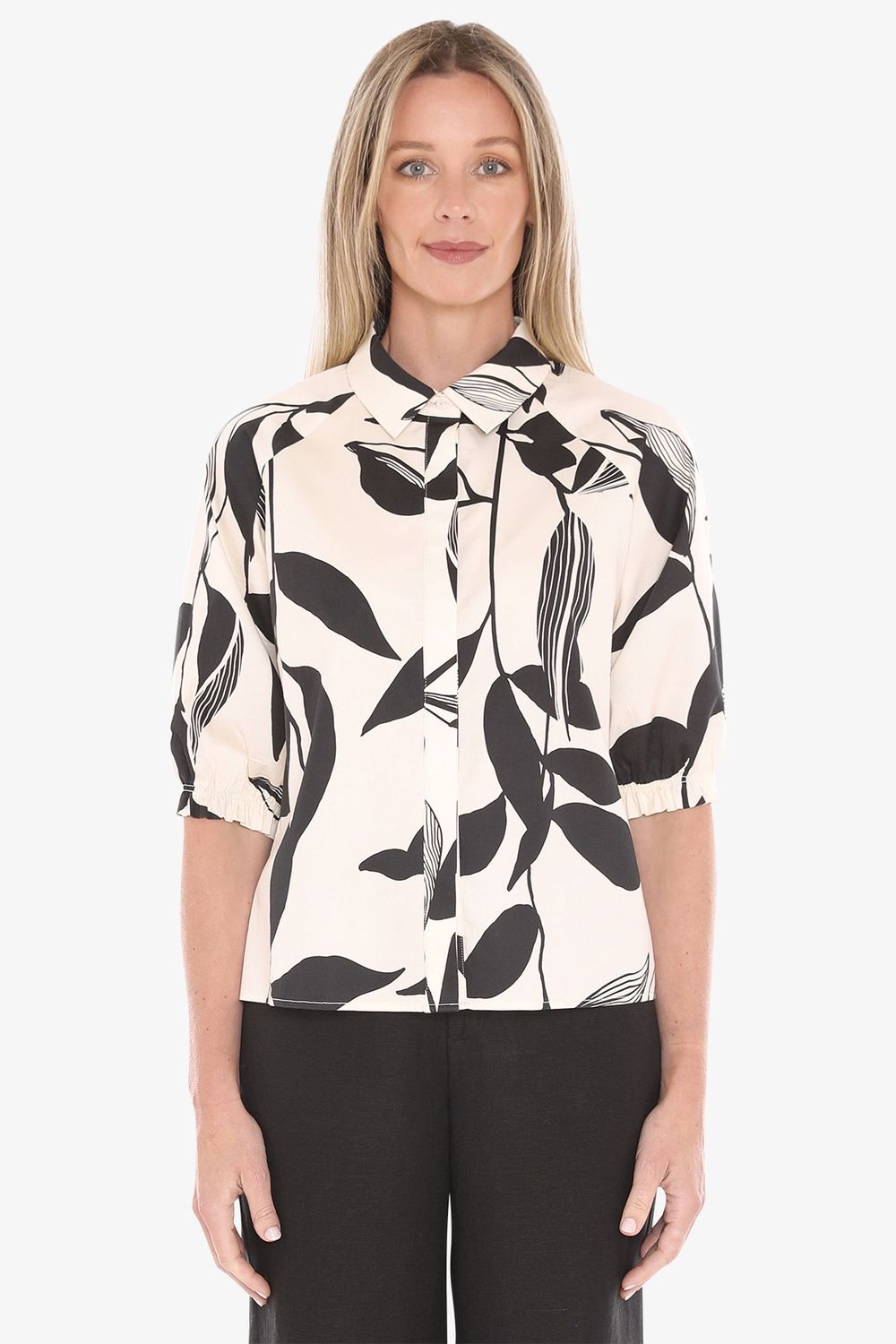 Jump - Vine Print Shirt Ecru/Black 596J3091A