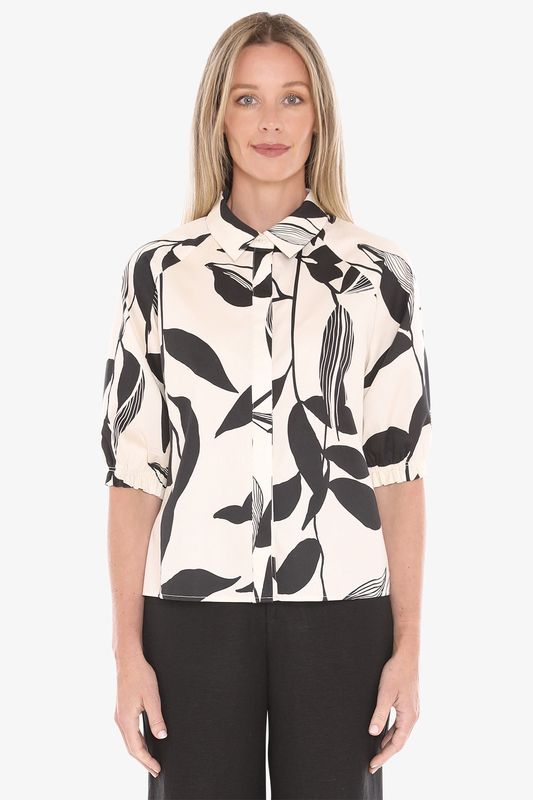 Jump - Vine Print Shirt Ecru/Black 596J3091A