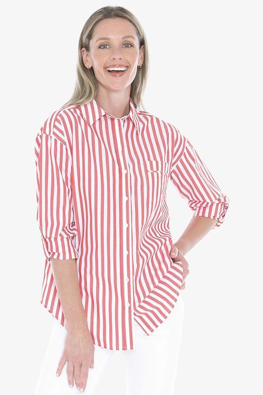 Jump - Holiday Stripe Shirt Tomato/White 596J3108A