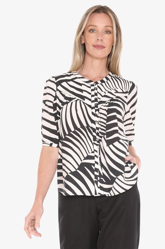 Jump - Abstract Fern Top Black/Ivory 596J3179A